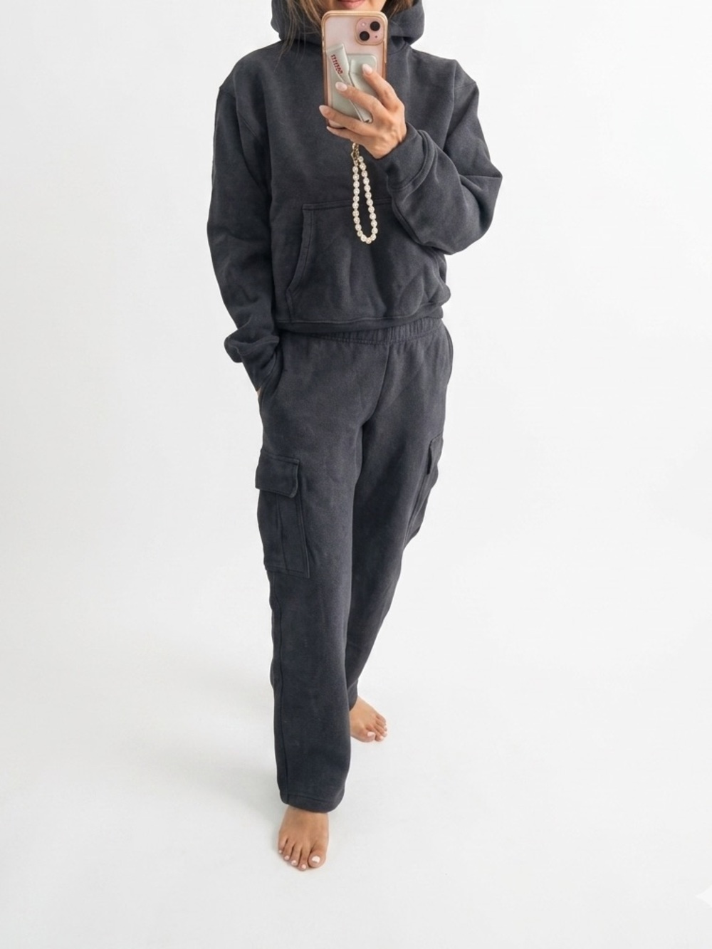 Aritzia Dark blue Hoodie and Cargo Joggers Set